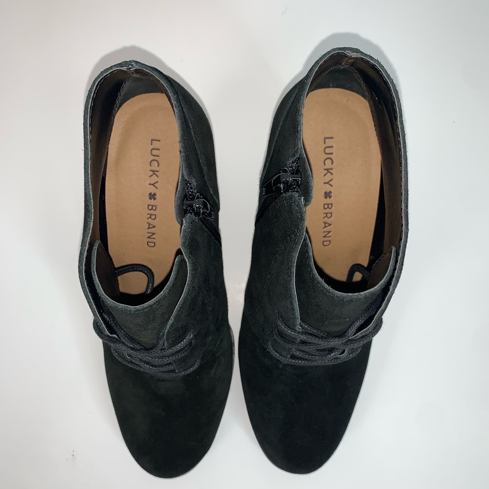 Lucky Brand Shylow Black Lace Up Suede Wedge - Picture 4 of 8